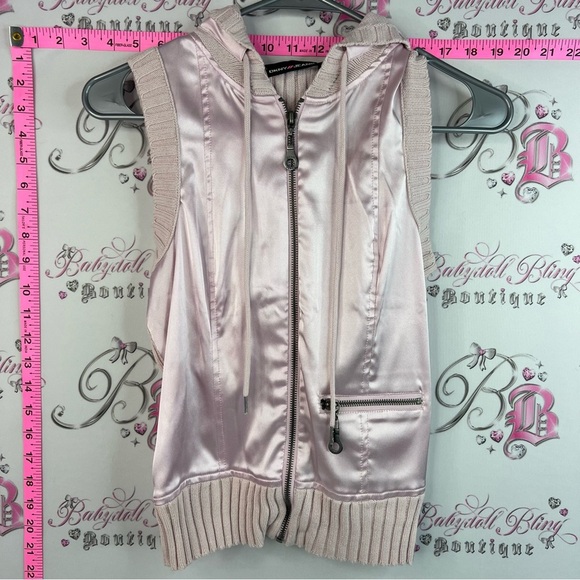 Dkny Jackets & Blazers - DKNY vest zip up shiny light pink y2k rare Satin Pink Sleeveless Zip Front Vest